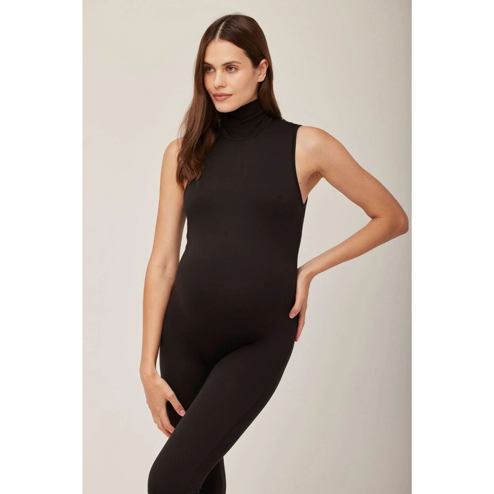 NWOT Bumpsuit The Stevie Maternity Unitard Jumpsuit in Black Size Large Zip Back